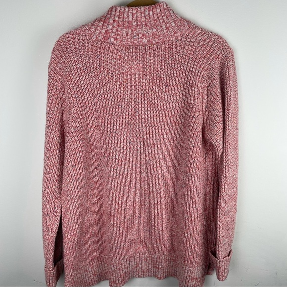 Lands’ End Red Knitted Pullover Quarter Zip Sweater - Picture 7 of 8